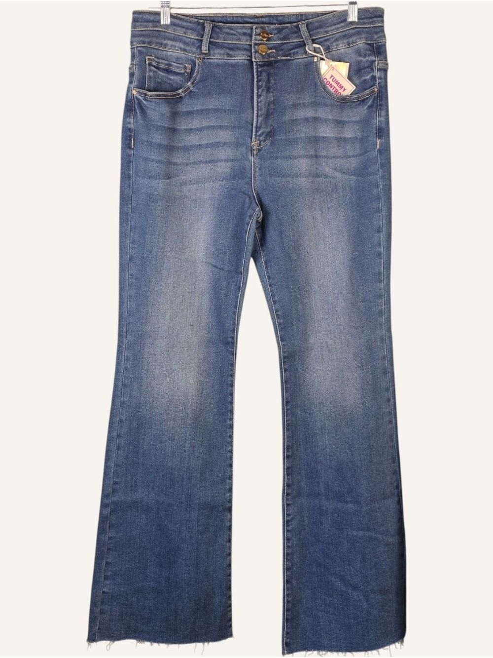 Risen Bootcut Jeans 1X High Rise Tummy Control Long Inseam 33"  NWT
